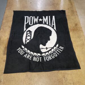 Biederlack POW MIA Throw Blanket Black White Fleece 56x47